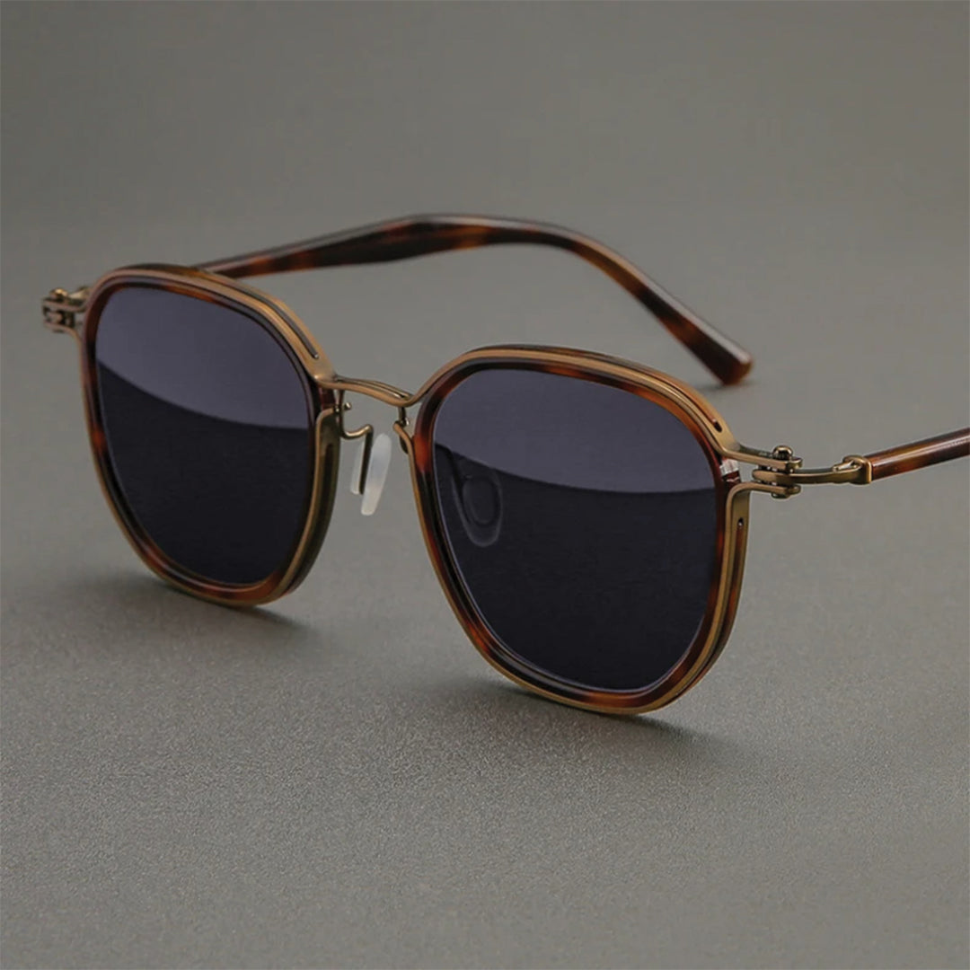 Ferrano polarized titanium sunglasses with UV400 lenses and subtle geometric acetate frames