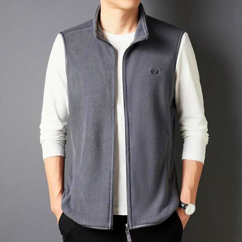 Lafayette 1887 plush fleece vest with stand collar and front pockets, lightweight active layer