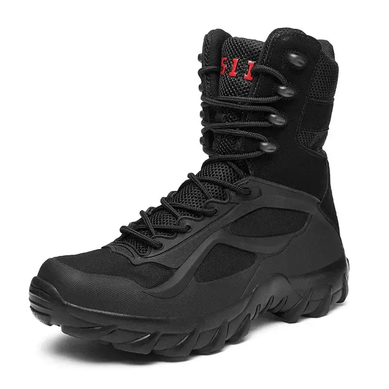 Ranger tactical hiking boots in rugged military design with waterproof protection and non-slip outsole