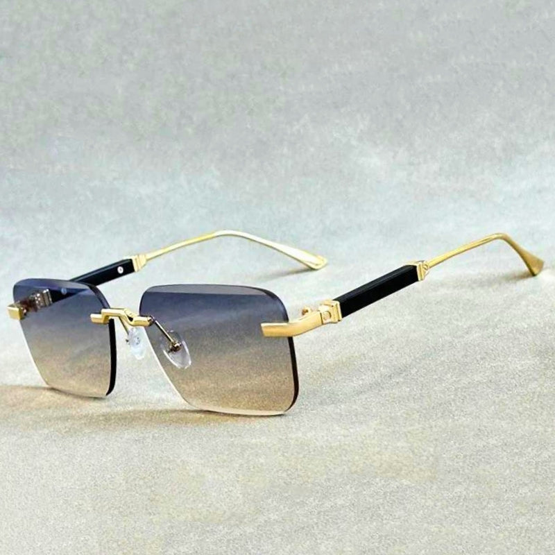 Lynox vintage rimless sunglasses with UV400 protection and anti-glare lenses for a bold fashion statement