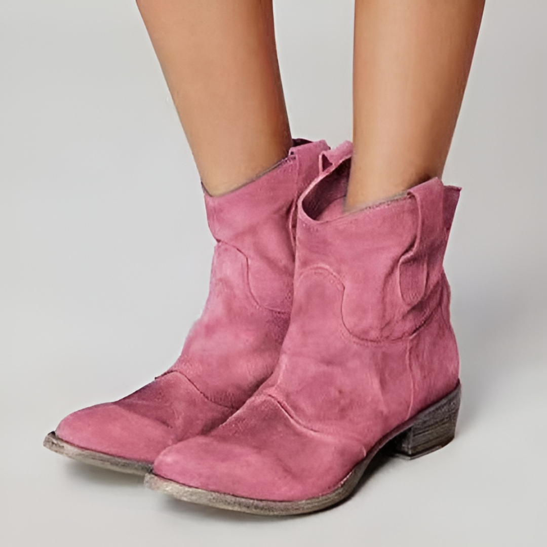 Mari chic brown suede ankle boots with sleek silhouette and leg-lengthening ankle-height cut