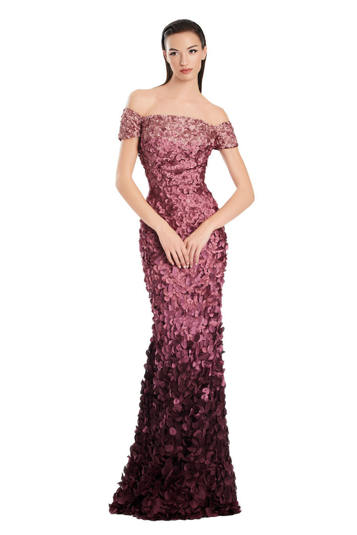 Two-tone sequin mermaid evening gown off-shoulder formal dress with shimmering long silhouette