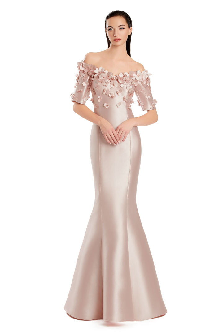Alexander by Daymor long mermaid evening gown with off-shoulder applique detailing formal dress