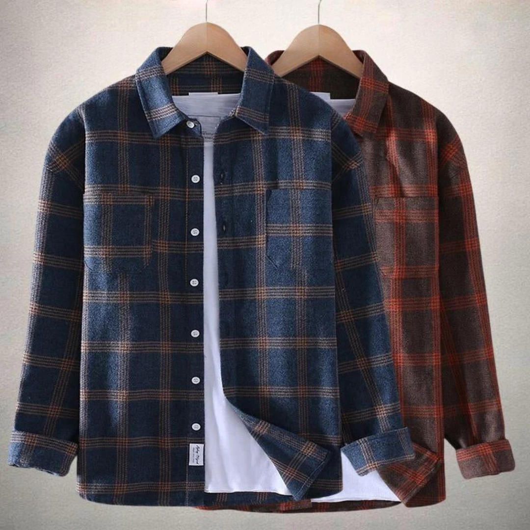 Men's relaxed-fit plaid shirt lightweight breathable fabric tailored cut for versatile everyday wear