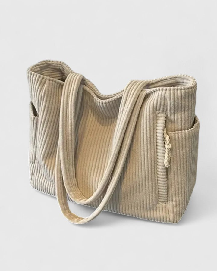 Alva tan canvas everyday tote bag with minimalist design and multiple functional compartments