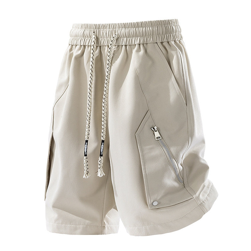 Halden men's gray athletic shorts with elastic waist and zip pockets for active lifestyle