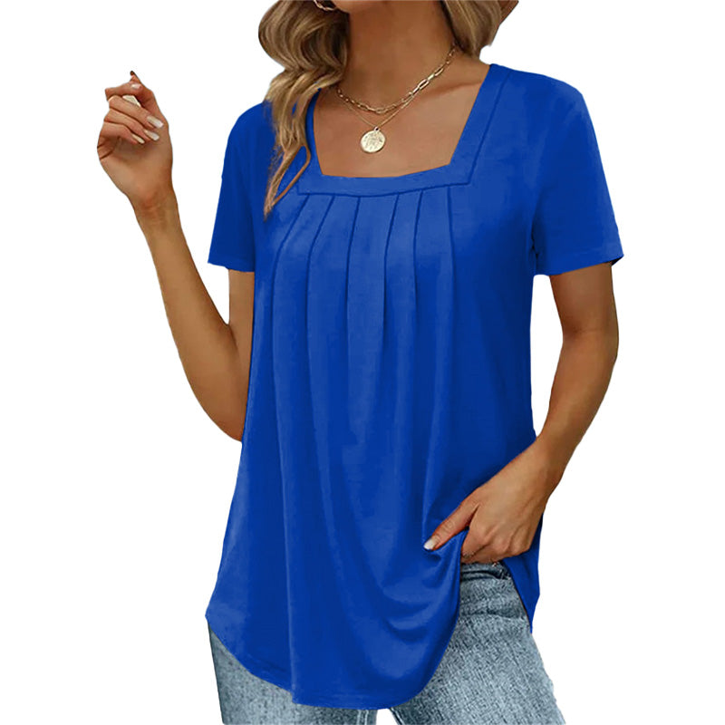 Elegant white pleated blouse with soft front pleats, refined silhouette for work or casual wear