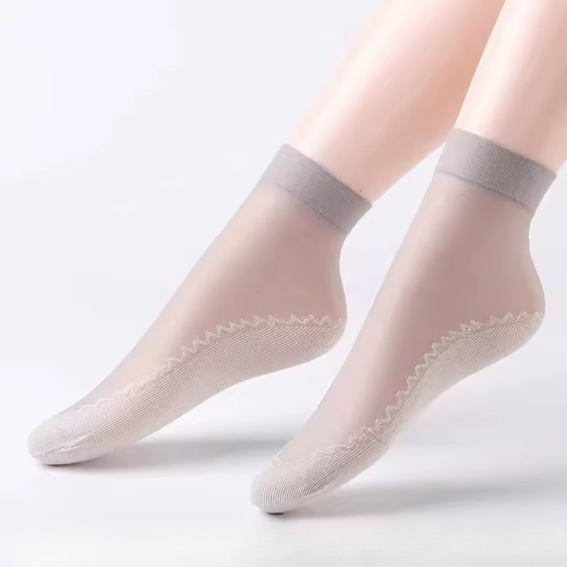 Drisole sheer silk-blend crew socks with cushioned sweat-absorbent textured soles, summer-weight