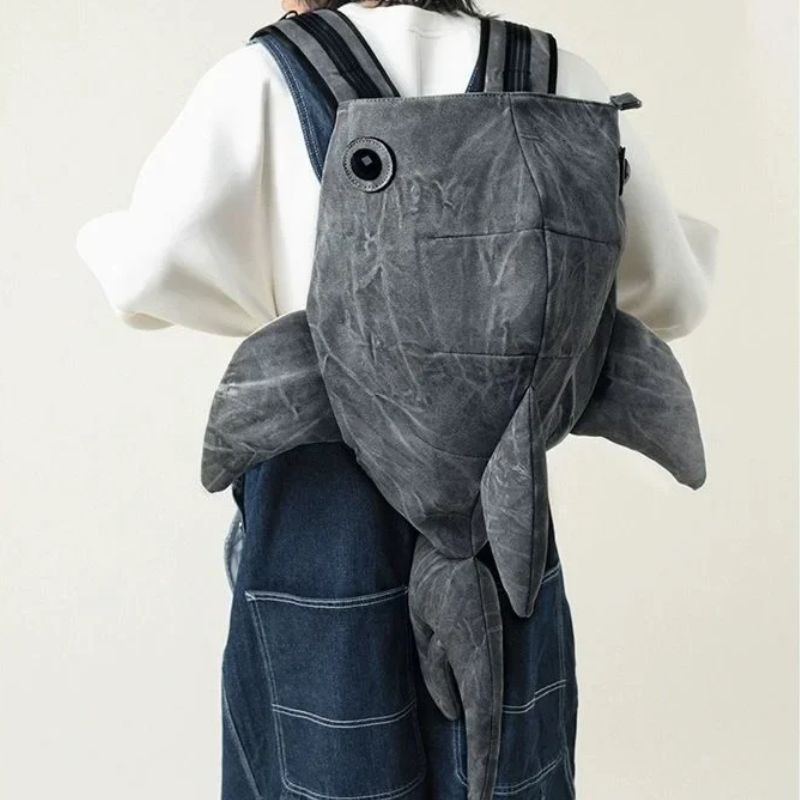 Kids sharky backpack by Wavlynn, durable spacious soft design with secure zipper closure
