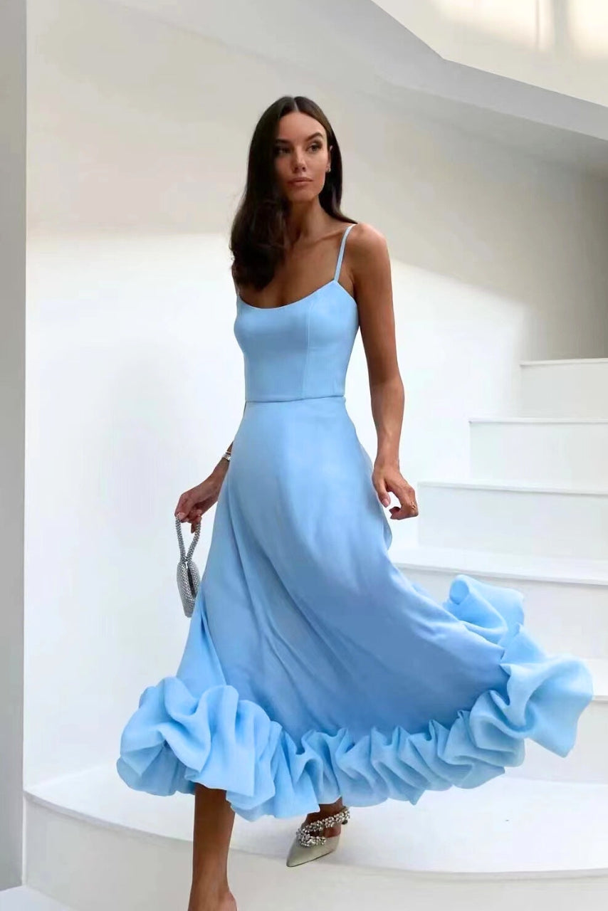 Dahlia women's floral flowing evening dress elegant silhouette flattering fit for wedding guest