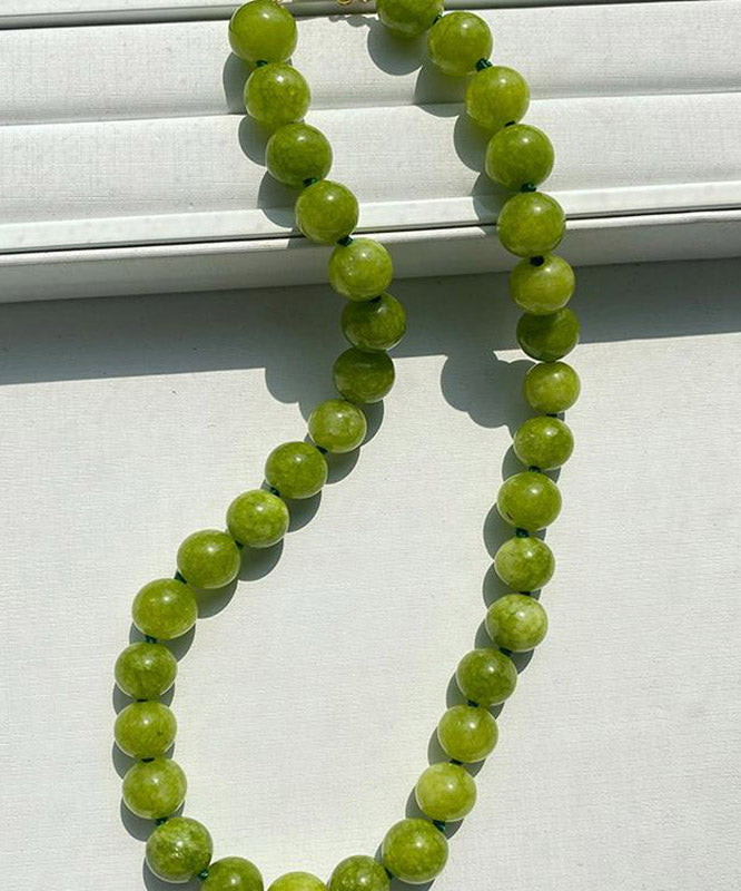 Collier de perles graduΓ©es en agate surdorΓ©e en cuivre vert artistique - Wavlynn