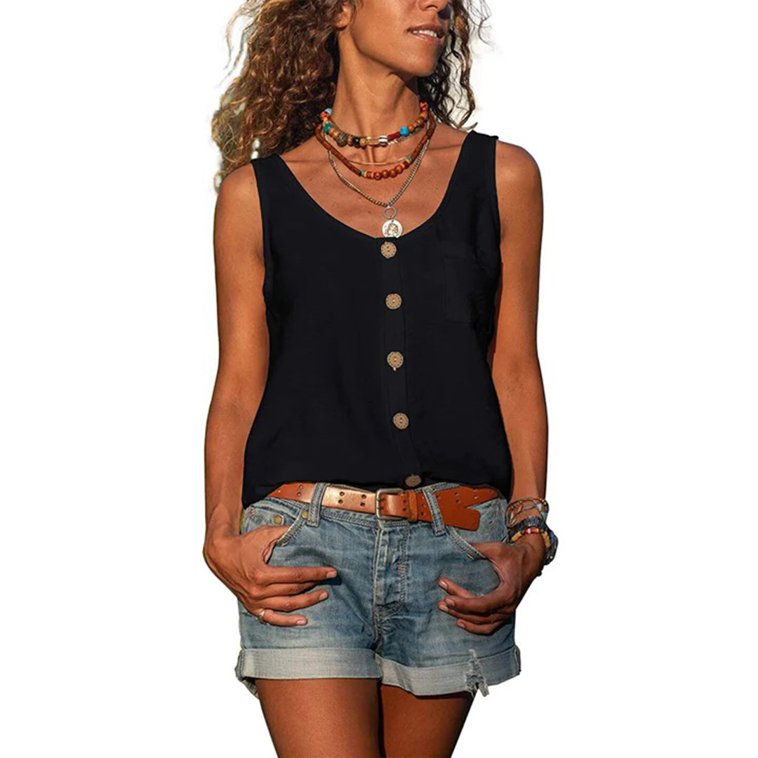 Gwen casual sleeveless top loose fit light breezy style for warm sunny days comfort