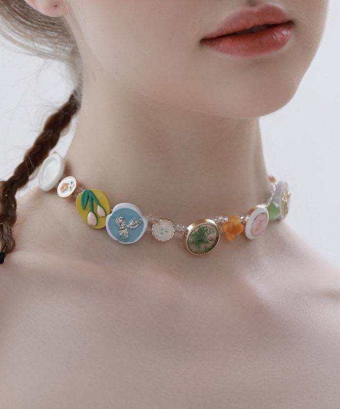 Collier princesse à boutons en alliage de perles arc-en-ciel style bohème - Wavlynn