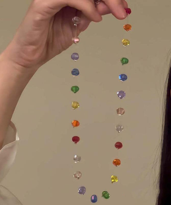 Collier de perles de verre arc-en-ciel bohème graduées - Wavlynn