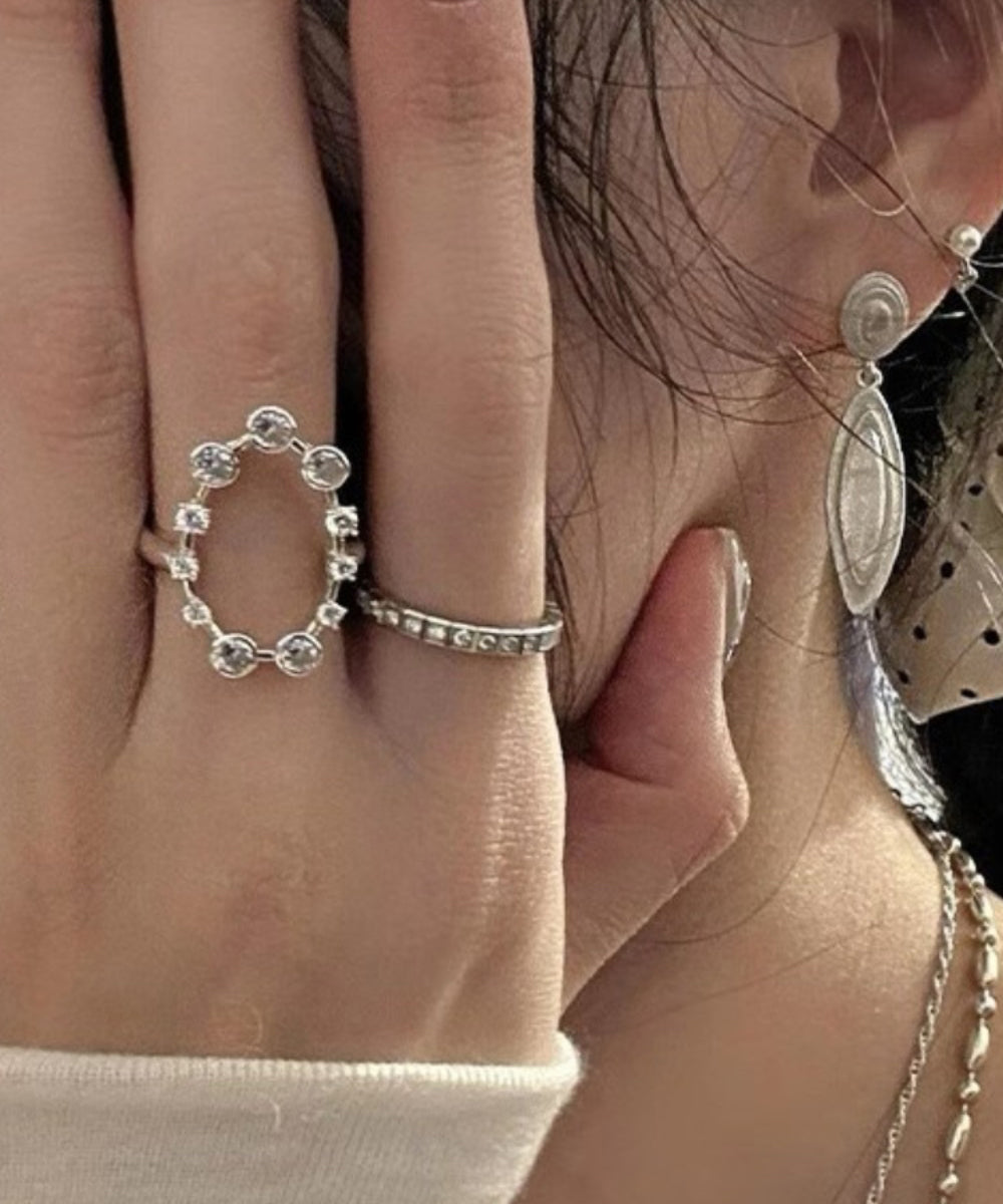 Ensemble de trois bagues ouvertes en acier inoxydable et zircon Boho Silk - Wavlynn