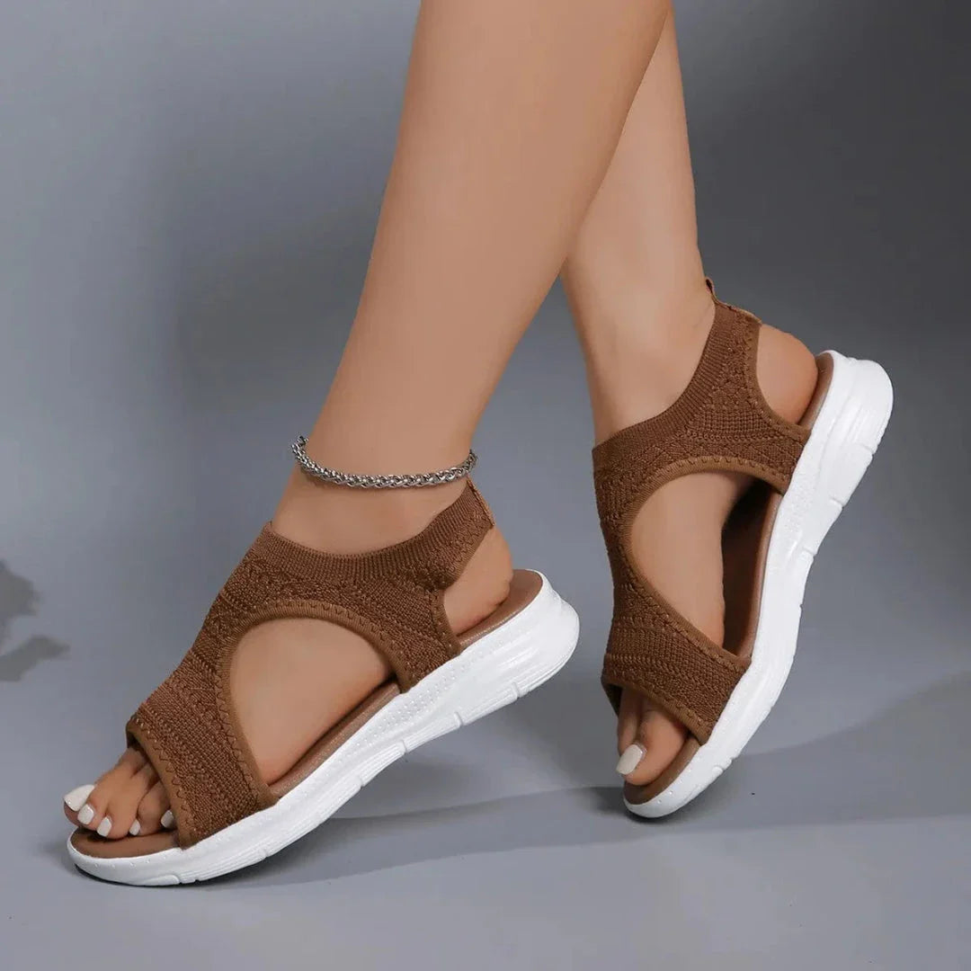 Brea slip-on knit sandals with open-toe design, comfort cushioned insole and non-slip EVA sole