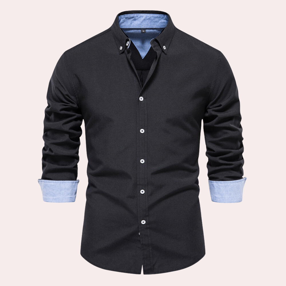 Mens Shirt With Button Closure Tailored Fit Cotton Button Down Collar