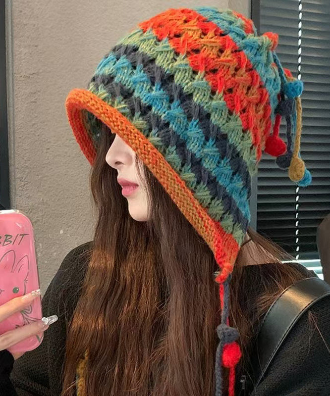 Chapeau boonie tricoté à la main chic arc-en-ciel - Wavlynn