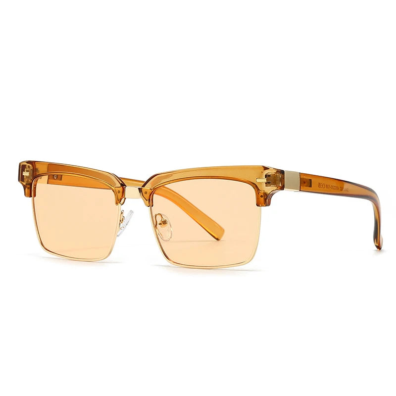 Clint Classic Shades square browline sunglasses glossy black frame gold accents UV dark lenses
