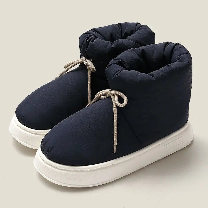 Women's cozy high-top slippers, warm faux wool lining, lightweight EVA sole, perfect for indoor wear