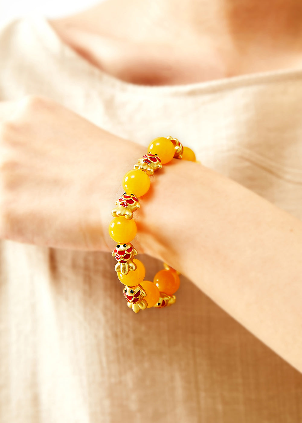 Bracelet en cire d'abeille fine avec dorure de poisson mignon - Wavlynn