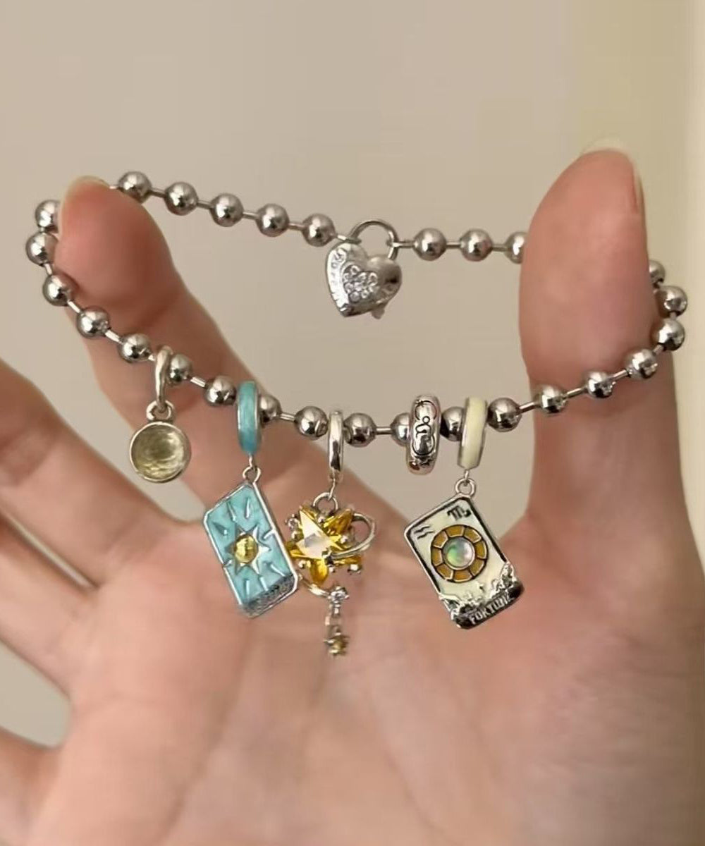 Bracelet à breloques en soie et acier inoxydable DIY « Le soleil, la lune et les étoiles » - Wavlynn