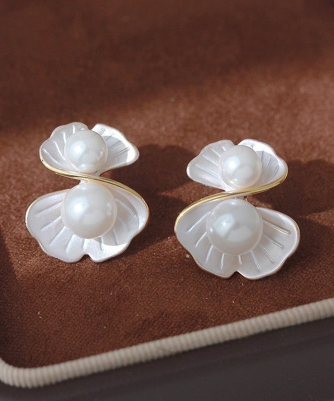 Boucles d'oreilles à tige en perles de gloire du matin avec surdorure en cuivre blanc DIY - Wavlynn