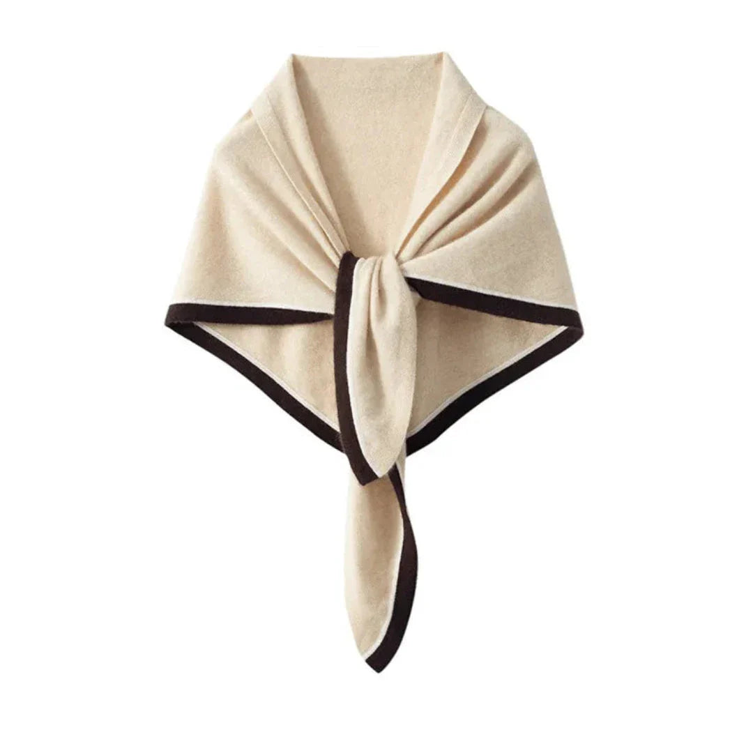 Elise two-tone cashmere scarf with contrasting trim edges, lightweight and cozy cold-weather accessory