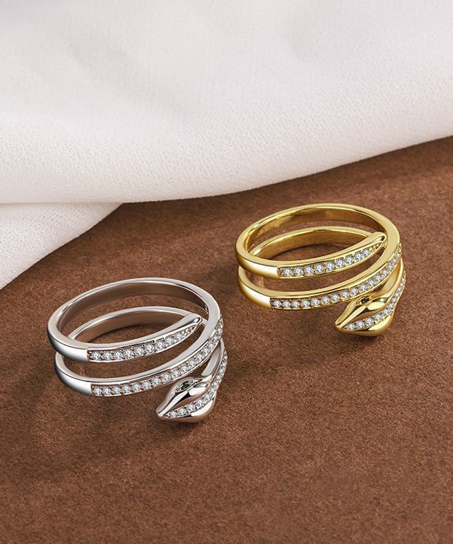 Ensemble de deux bagues tendance en alliage de zirconium en forme de S - Wavlynn