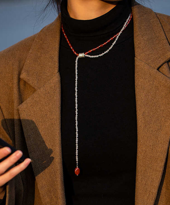 Collier de perles graduΓ©es en alliage de couleur fine Γ double couche et pierres prΓ©cieuses - Wavlynn