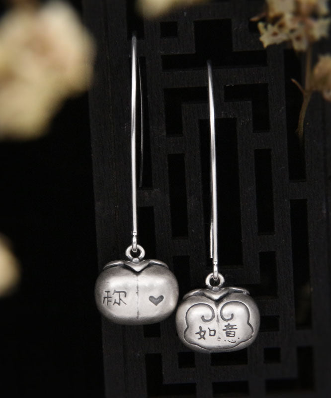 Boucles d'oreilles créoles en argent sterling et soie fine Persimmon Ruyi - Wavlynn