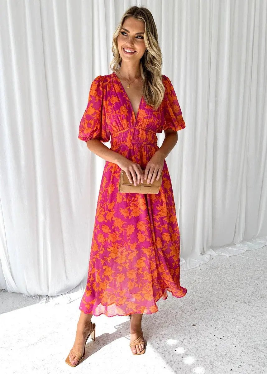 Floral Midi Dress Lightweight