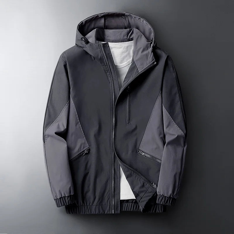 Men's camouflage tactical windbreaker hooded lightweight jacket with water-resistant shell