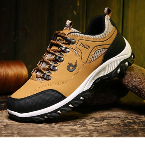 Men's breathable mesh hiking shoes with cushioned midsole and rugged non-slip outsole for trail adventures