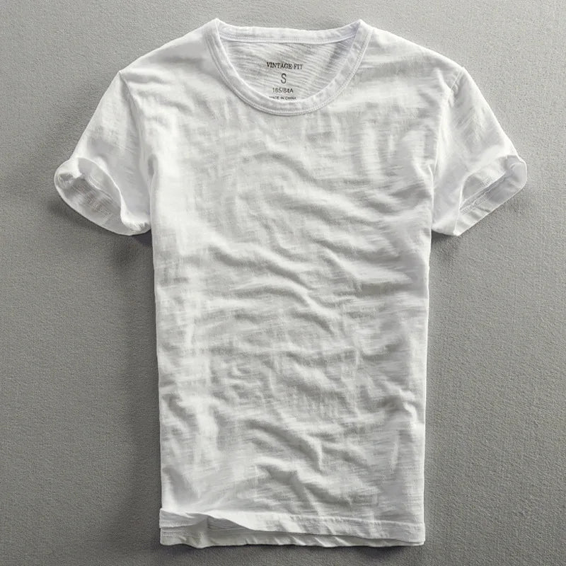 Wavlynn Ryan white cotton crew neck regular fit t-shirt, breathable everyday layering essential