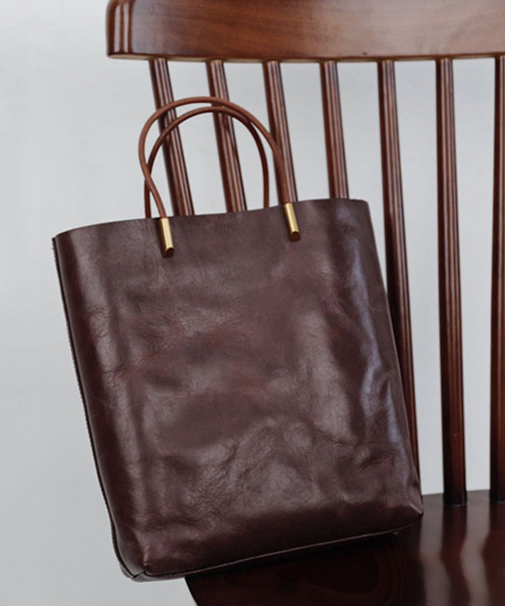 Wavlynn New Retro Large Capacity Leather Shoulder Bag for Work and School with Spacious Tote and Zipper Closure