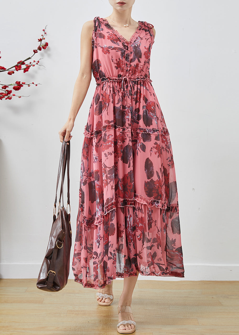 Wavlynn Graffiti Print Sleeveless Long Cotton Dress for Warm Days with Breathable Comfort and Relaxed Silhouette