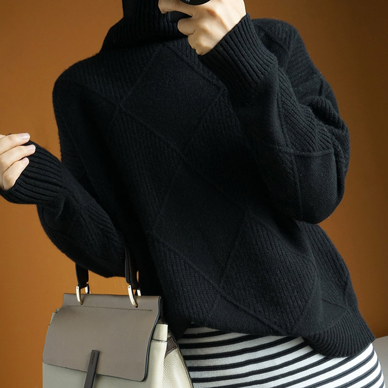 Isabelle soft knit turtleneck sweater in cozy fall hues, elegant fitted silhouette for women by Wavlynn