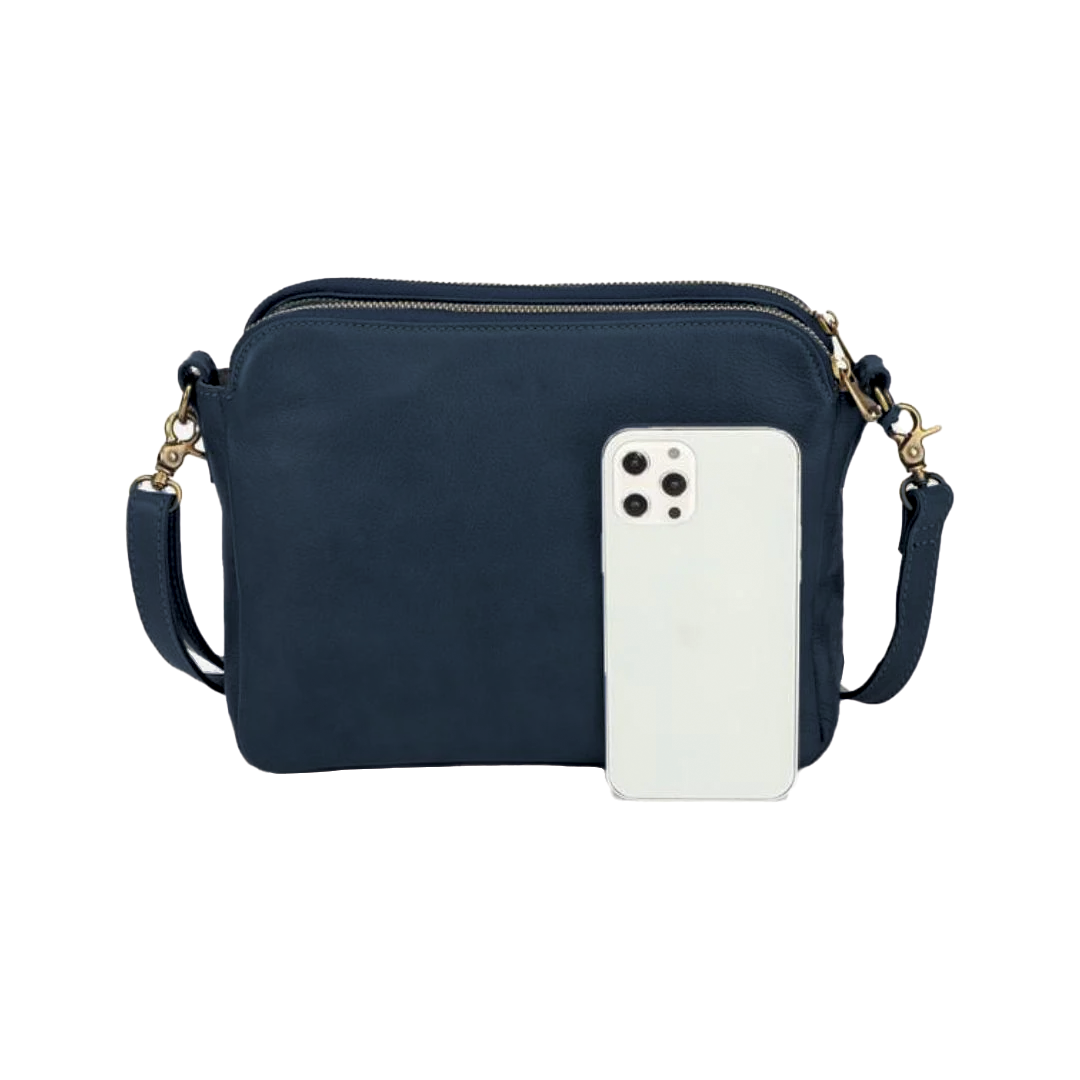 Wavlynn Anne vegan leather crossbody bag compact rectangular design with secure zipper closure