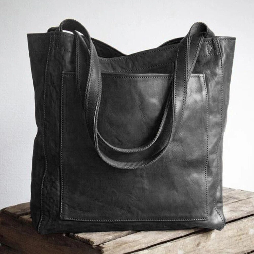 Debbie elegant leather bag structured silhouette multi-compartment top handle women's fashion tote