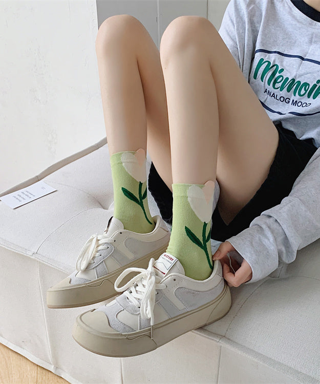 Chaussettes mi-mollet en coton jacquard version corΓ©enne - Wavlynn