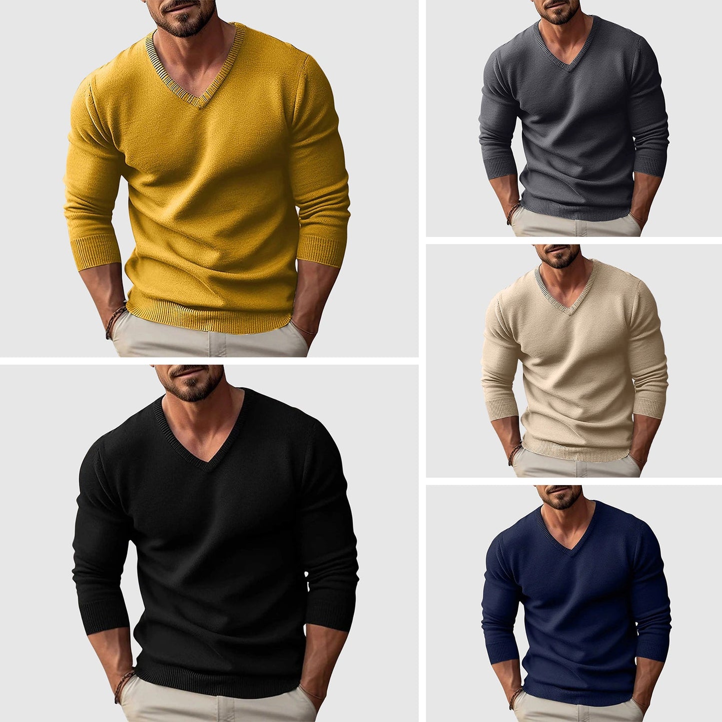 Lorenzo Vitali slim-fit V-neck Nordic crest wool sweater in a flat-knit casual style