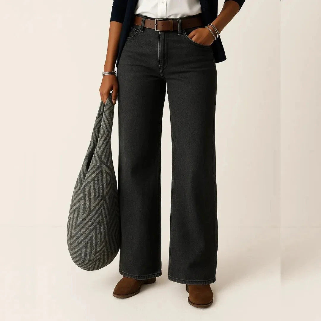 Wavlynn Mica high waisted wide leg jeans retro-chic relaxed denim silhouette in classic blue