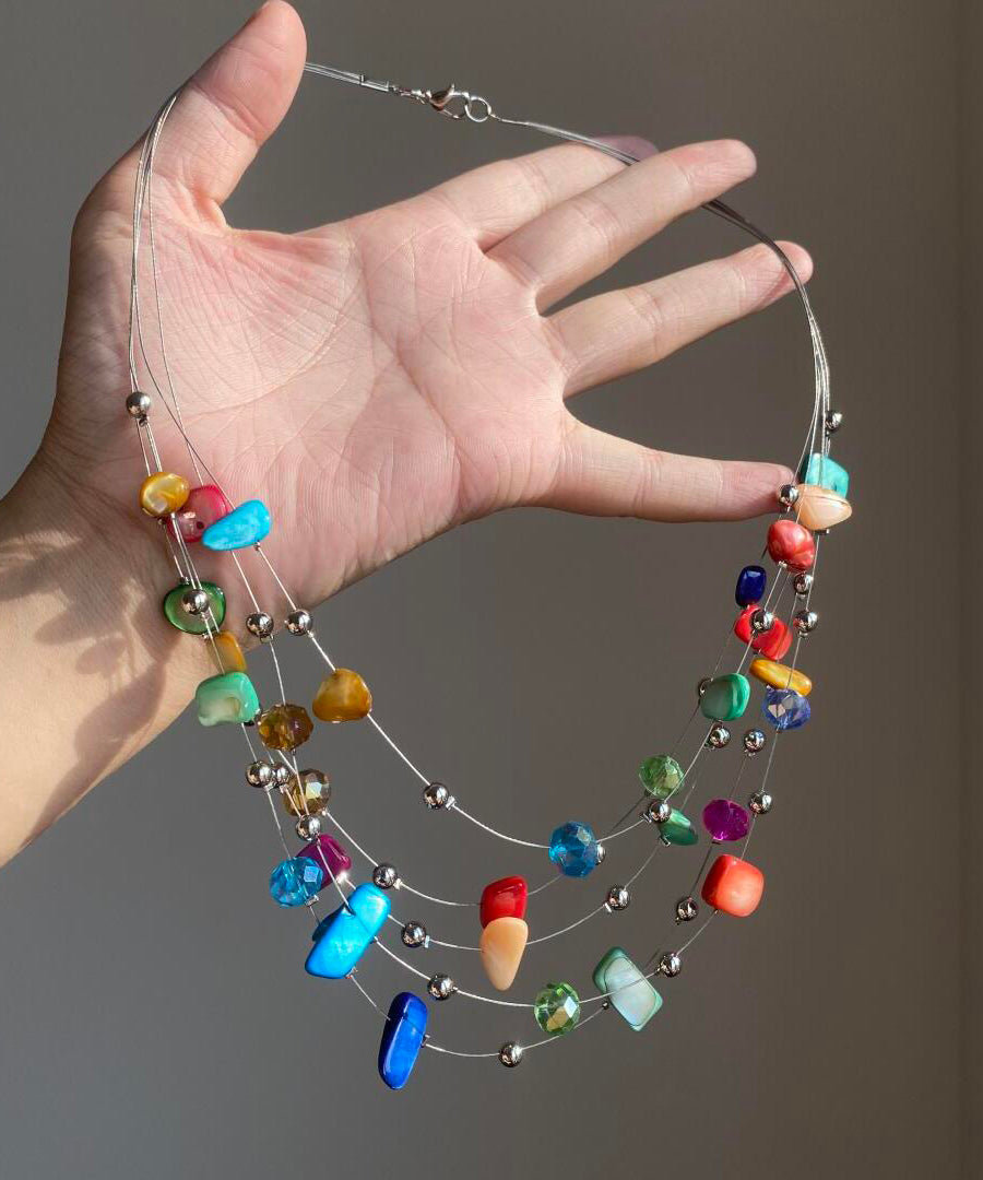 Collier fantaisie en alliage multicolore avec coquillages et princesse superposΓ©e pour les fΓͺtes - Wavlynn