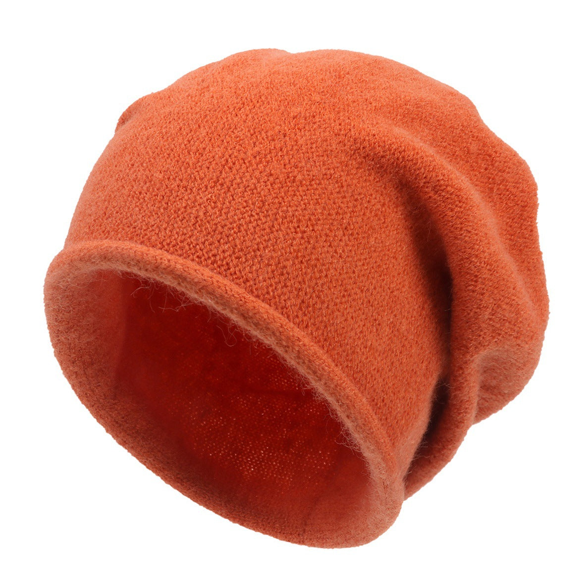 Relaxed fit slouchy beanie in neutral tones, soft knit fabric, effortless casual style