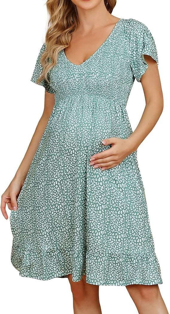 Women's maternity empire waist dress in soft breathable fabric with flattering flowy silhouette