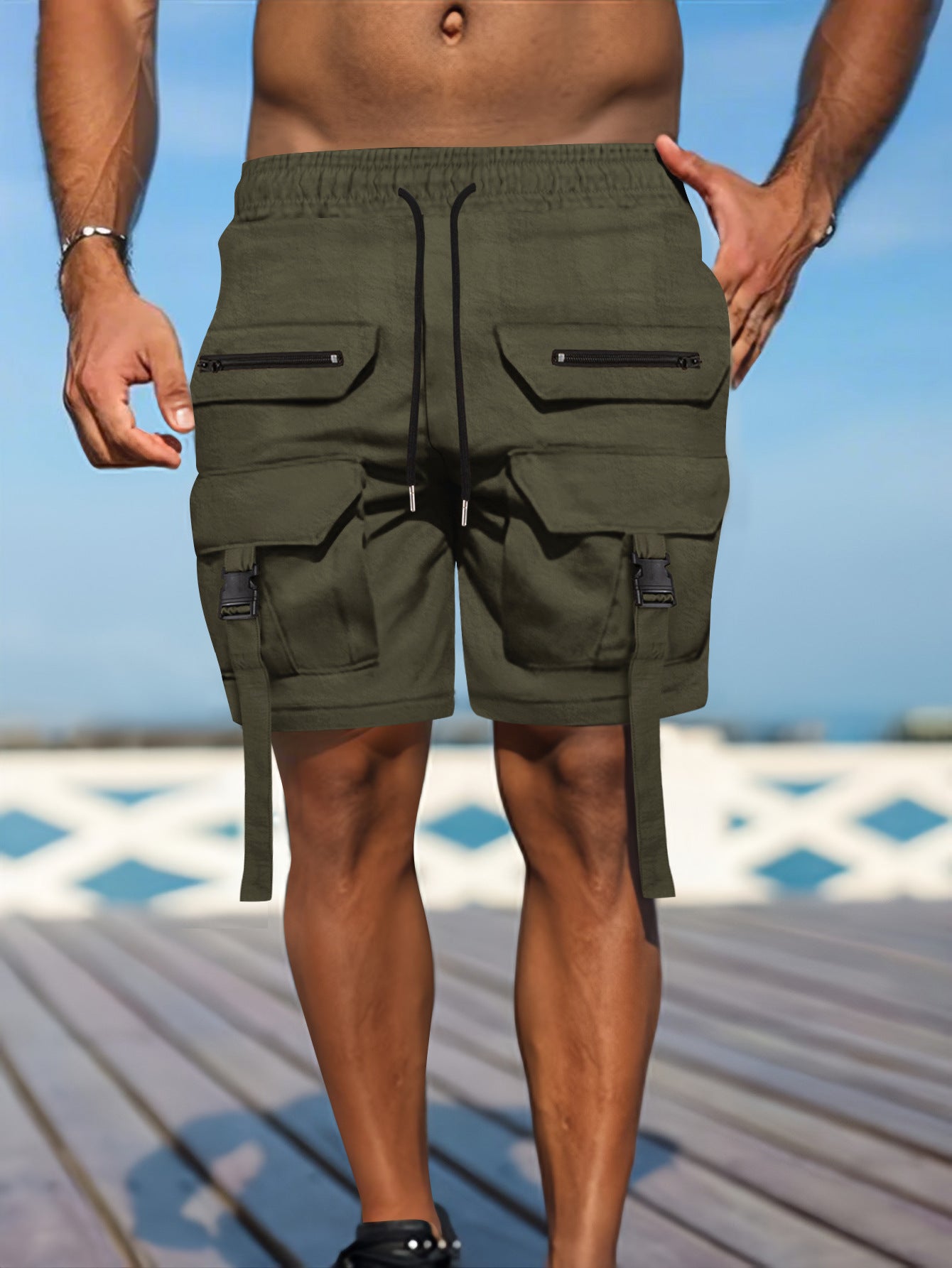 Men's Utility Shorts Regular Fit Cotton Blend Multi Pocket Cargo Style For Rugged Outdoors