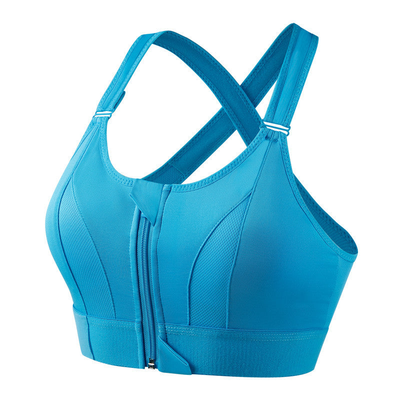 Darla zip-front comfort bra with wide straps, supportive wireless design in neutral tone