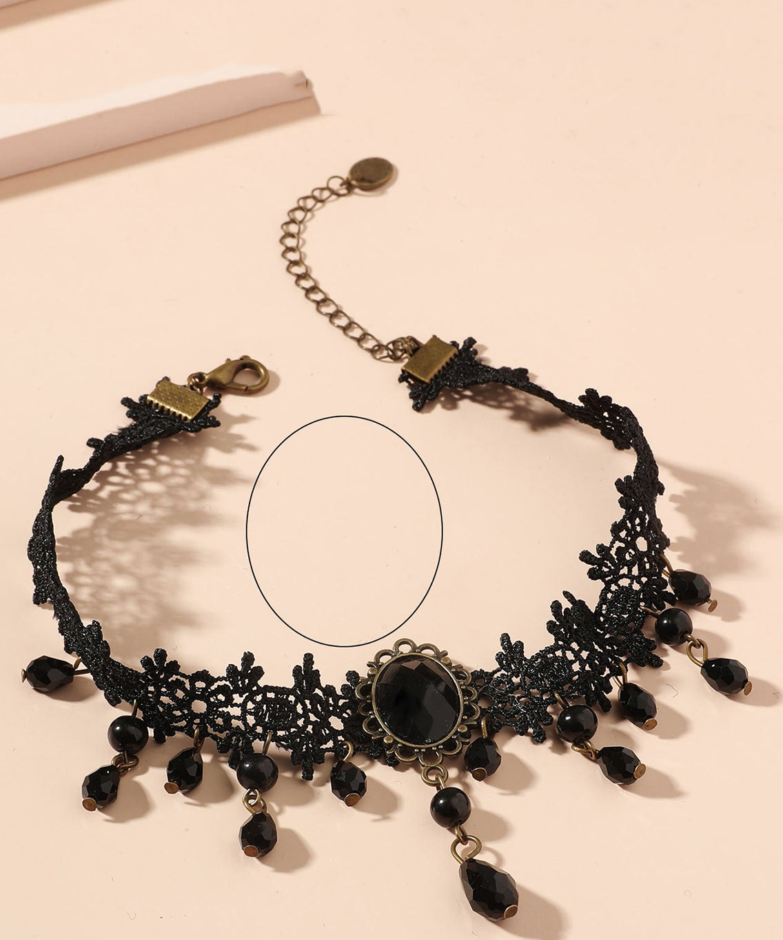 Collier ras du cou original en alliage d'argent sterling noir et agate - Wavlynn