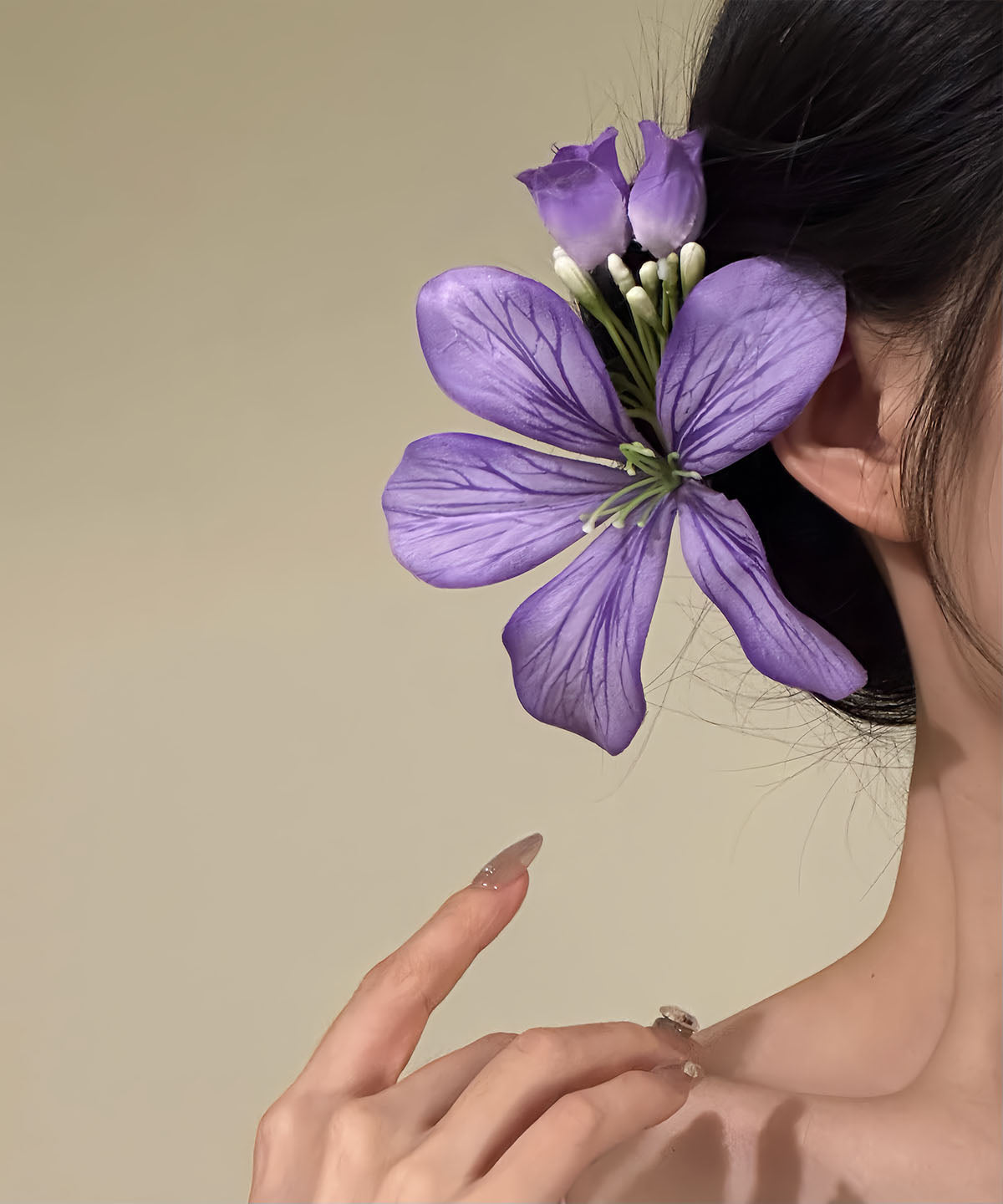 Épingle à cheveux florale en métal violet au design original - Wavlynn